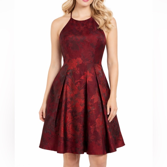 White House Black Market Dresses & Skirts - NEW White House Black Market Red Floral-Jacquard‎ Fit-And-Flare Dress